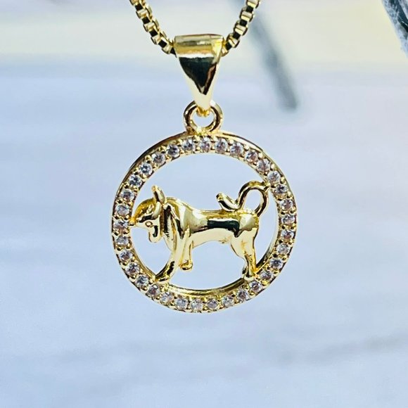 Gold Plated TAURUS Sing‎ Zodiac Horoscope Pendant Necklace - Picture 1 of 6